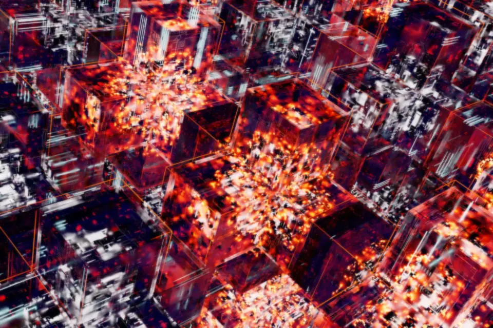 Abstract digital cubes with glowing light effects