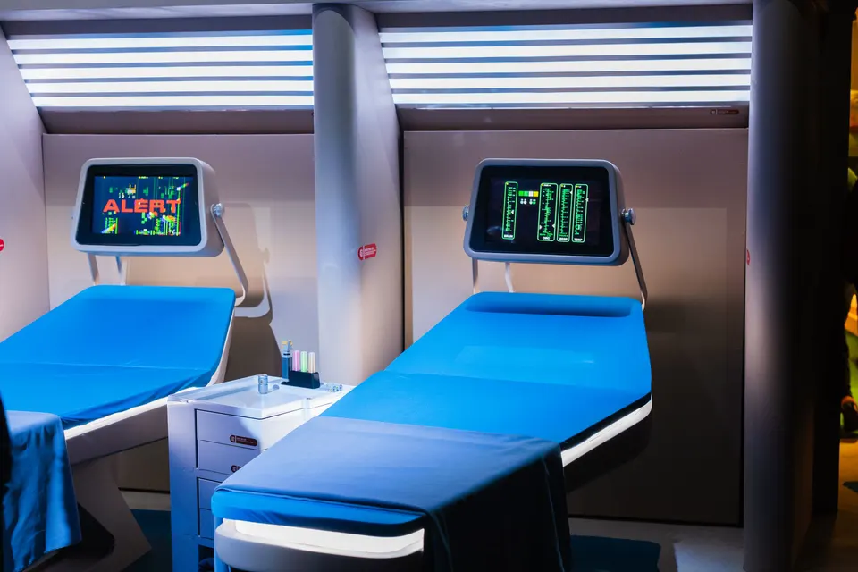 Modern hospital room with digital medical equipment