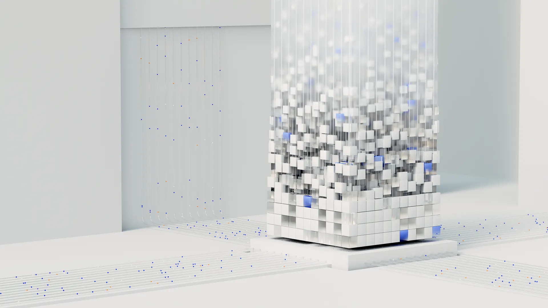 Abstract 3D illustration of a neural network